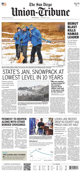 Cover of San Diego Union-Tribune