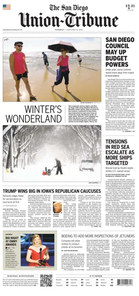 Cover of San Diego Union-Tribune
