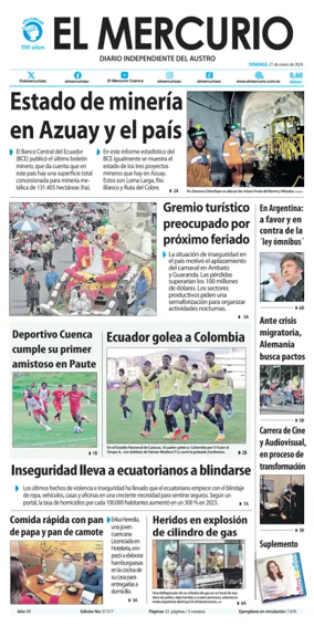 Cover of El Mercurio Ecuador