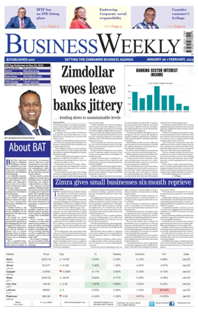 Cover of Business Weekly (Zimbabwe)