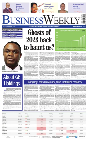 Cover of Business Weekly (Zimbabwe)