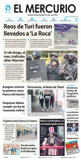 Cover of El Mercurio Ecuador