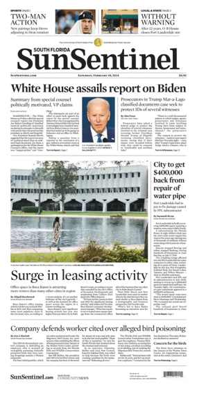 Cover of Sun Sentinel Palm Beach Edition