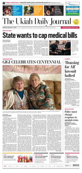 Cover of The Ukiah Daily Journal
