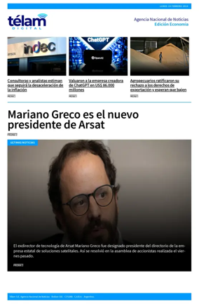 Cover of Telam - Negocios