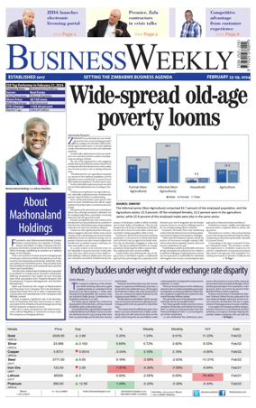 Cover of Business Weekly (Zimbabwe)