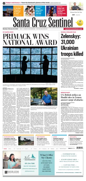 Cover of Santa Cruz Sentinel