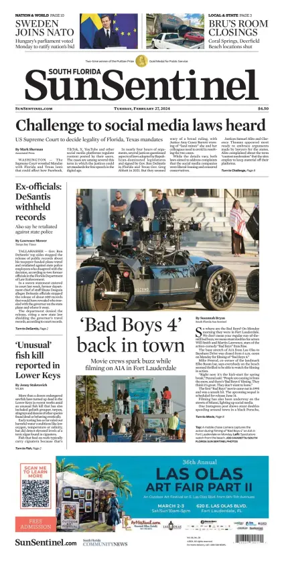 Cover of Sun Sentinel Broward Edition