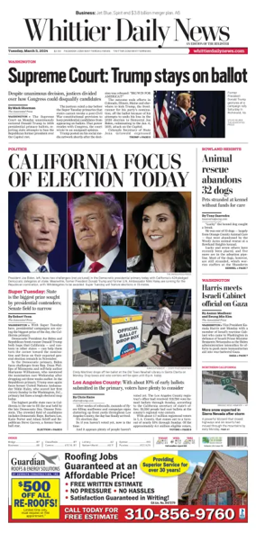 Cover of Whittier Daily News