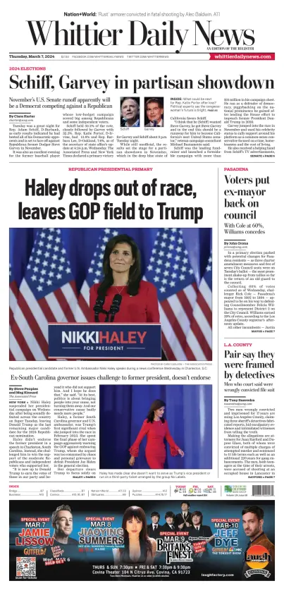 Cover of Whittier Daily News