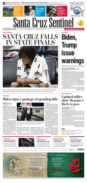 Cover of Santa Cruz Sentinel