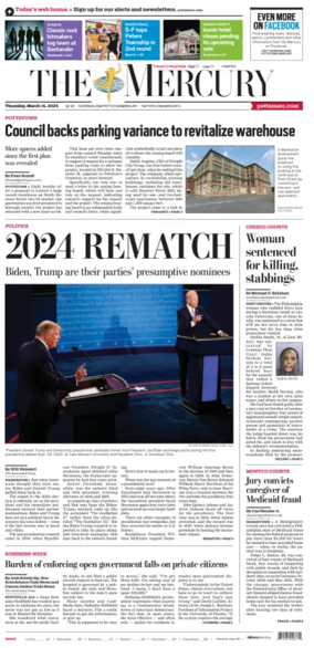 Cover of The Mercury (Pottstown, PA)