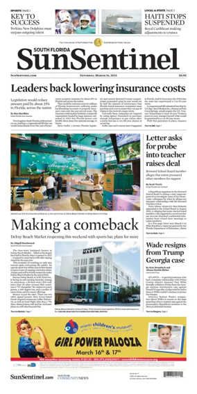 Cover of Sun Sentinel Palm Beach Edition