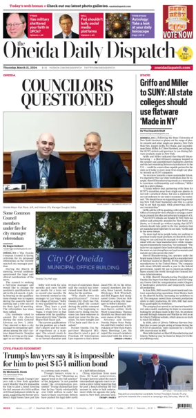 Cover of The Oneida Daily Dispatch (Oneida, NY)