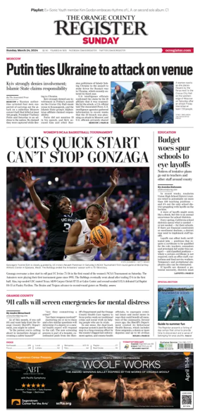 Cover of The Orange County Register