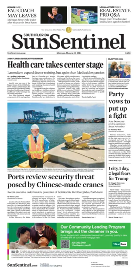Cover of Sun Sentinel Palm Beach Edition
