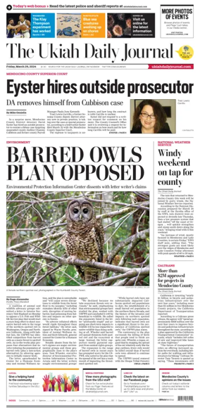 Cover of The Ukiah Daily Journal