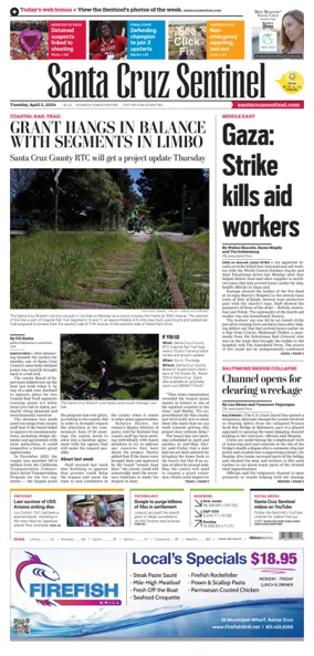 Cover of Santa Cruz Sentinel