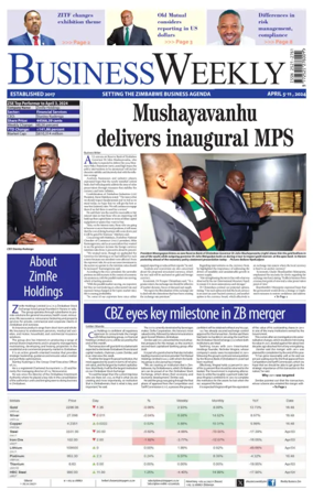 Cover of Business Weekly (Zimbabwe)