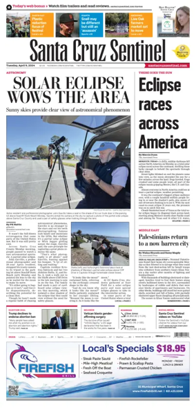 Cover of Santa Cruz Sentinel
