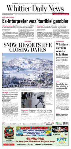 Cover of Whittier Daily News