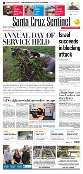 Cover of Santa Cruz Sentinel