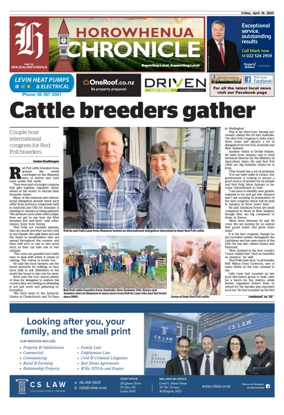 Cover of Horowhenua Chronicle