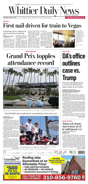 Cover of Whittier Daily News