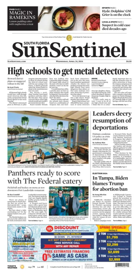 Cover of Sun Sentinel Palm Beach Edition