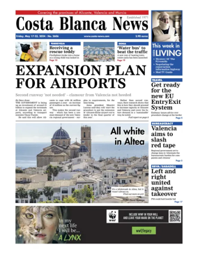 Cover of Costa Blanca News (North Edition)  