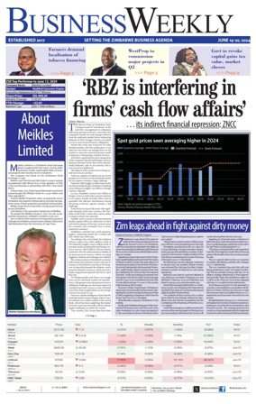 Cover of Business Weekly (Zimbabwe)