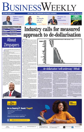 Cover of Business Weekly (Zimbabwe)