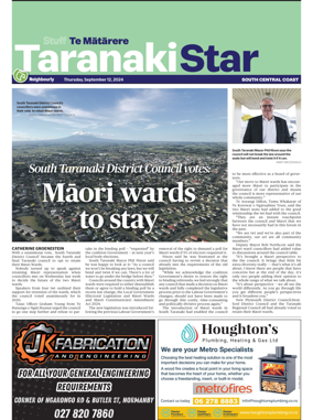 Cover of South Taranaki Star