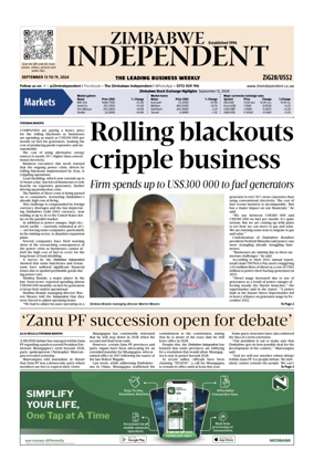 Cover of The Zimbabwe Independent