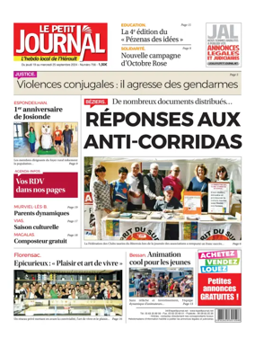 Cover of Le Petit Journal - L'hebdo local de l'Herault