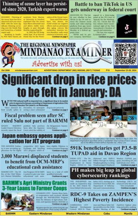 Cover of The Mindanao Examiner Regional Newspaper