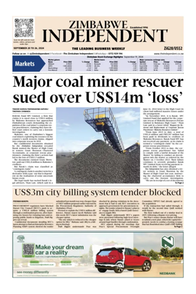 Cover of The Zimbabwe Independent