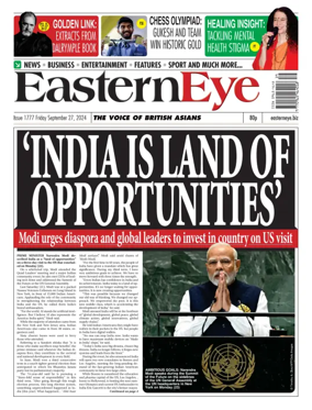 Cover of Eastern Eye (UK)