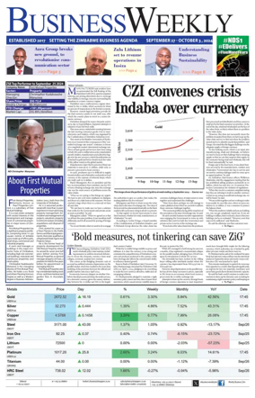 Cover of Business Weekly (Zimbabwe)