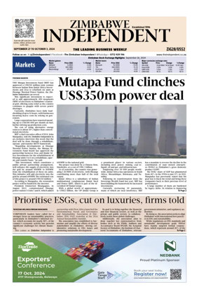 Cover of The Zimbabwe Independent