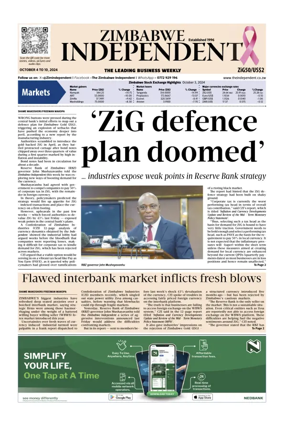 Cover of The Zimbabwe Independent