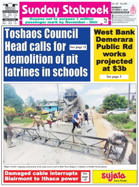 Cover of Stabroek News Sunday