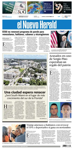 Cover of El Nuevo Herald (Sunday)