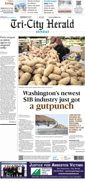 Cover of Tri-City Herald (Sunday)