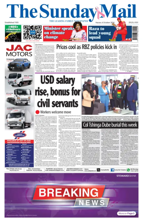 Cover of The Sunday Mail (Zimbabwe)