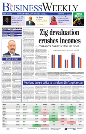 Cover of Business Weekly (Zimbabwe)