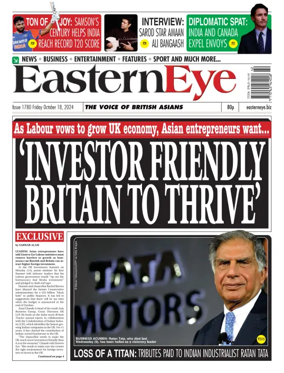 Cover of Eastern Eye (UK)