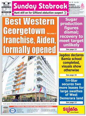 Cover of Stabroek News Sunday