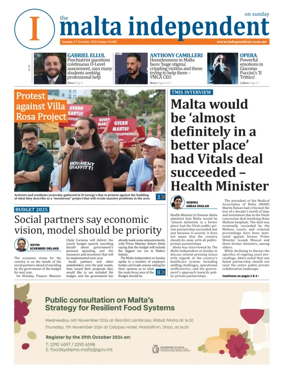 Cover of The Malta Independent on Sunday