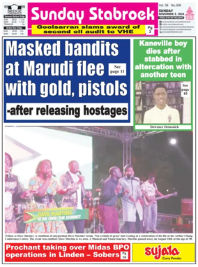 Cover of Stabroek News Sunday